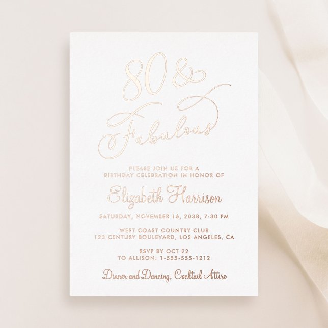 Invitación Con Relieve Metalizado Elegante 80 y fabulosa fiesta de cumpleaños número (Subido por el creador)