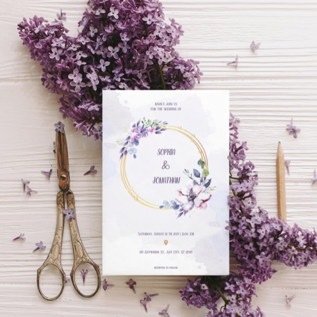 Invitación Con Relieve Metalizado Elegante acuarela boda floral neutro oro (Subido por el creador)