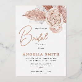 Invitación Con Relieve Metalizado Elegante acuarela Floral Bridal Shower Real Reliev