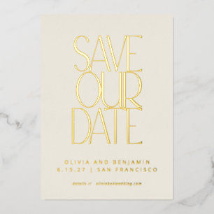 Invitación Con Relieve Metalizado Elegante Ahorro de Fecha Moderno de Siglo Medio Do