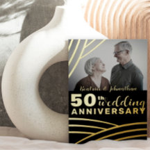 Elegante Aniversario de Bodas de Oro Negro y Dorad