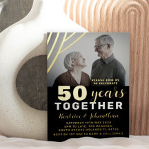 Elegante Aniversario de Bodas de Oro Negro y Dorad