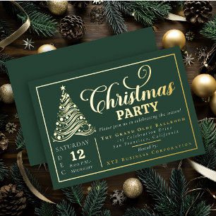 Invitación Con Relieve Metalizado Elegante árbol de Navidad con cinta ornamental par