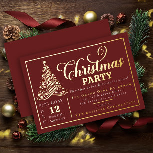 Invitación Con Relieve Metalizado Elegante árbol de Navidad con cinta ornamental par
