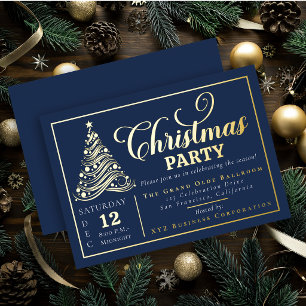 Invitación Con Relieve Metalizado Elegante árbol de Navidad con cinta ornamental par