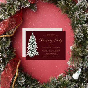 Invitación Con Relieve Metalizado Elegante árbol de Navidad nevado fiesta de Navidad