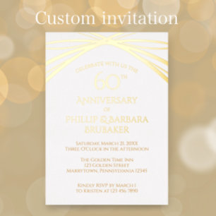 Invitación Con Relieve Metalizado Elegante Arco 60 aniversario Boda Fiesta Oro