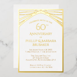 Invitación Con Relieve Metalizado Elegante Arco 60 aniversario Boda Fiesta Oro
