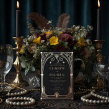 Elegante Art Déco Negro Oro Bodas Clásicas de los