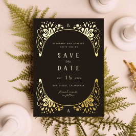 Invitación Con Relieve Metalizado Elegante arte de pan de oro estilo modernista para