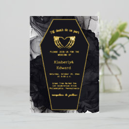 Invitación Con Relieve Metalizado Elegante ataúd negro gótico boda de Halloween
