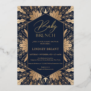 Invitación Con Relieve Metalizado Elegante azul marino y escritura de papel de oro r