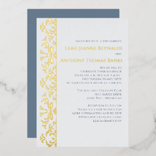 Invitación Con Relieve Metalizado Elegante azul turbio azul Minimalista clásico fili