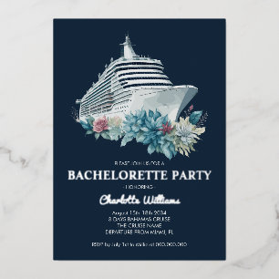 Invitación Con Relieve Metalizado Elegante barco de crucero para la fiesta de la sol