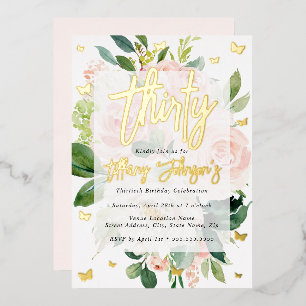 Invitación Con Relieve Metalizado Elegante Bloom de Peach Rosa 30