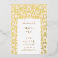Elegante boda asiática clásica de oro. Ola china