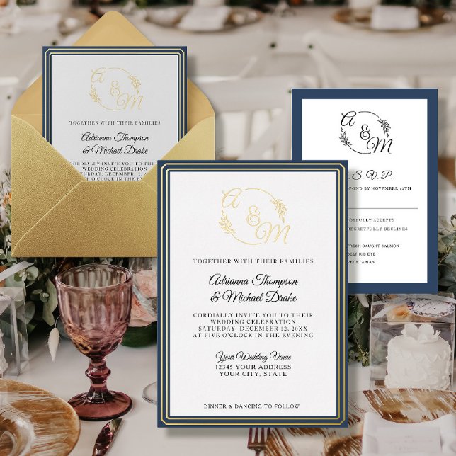 Invitación Con Relieve Metalizado Elegante Boda azul de la Marina de Relieve metaliz (Subido por el creador)