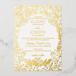 Invitación Con Relieve Metalizado Elegante Boda botánico