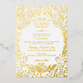 Invitación Con Relieve Metalizado Elegante Boda botánico