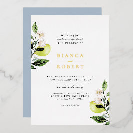 Invitación Con Relieve Metalizado Elegante Boda Botánico de Lemones