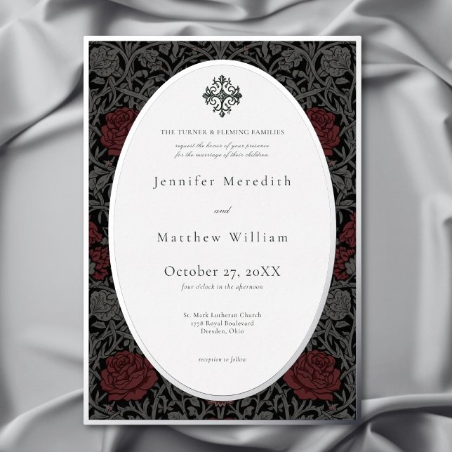 Invitación Con Relieve Metalizado Elegante Boda Botánico Gótico Moody Vintage (Subido por el creador)