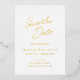 Invitación Con Relieve Metalizado Elegante boda clásica Guardar la fecha