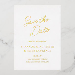 Invitación Con Relieve Metalizado Elegante boda clásica Guardar la fecha