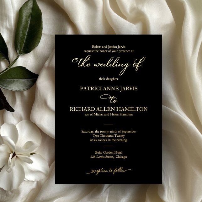 Invitación Con Relieve Metalizado Elegante Boda Clásico de Caligrafía (Subido por el creador)
