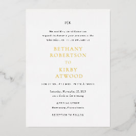 Invitación Con Relieve Metalizado Elegante Boda Clásico Negro y Blanco