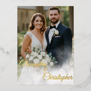 Invitación Con Relieve Metalizado Elegante Boda con Letra Dorada