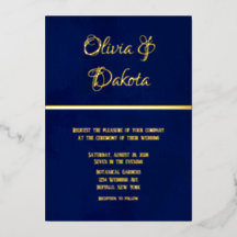 Elegante boda de azul marino acuarela y oro