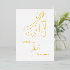 Invitación Con Relieve Metalizado Elegante Boda de B&W Tux y Boda formal de vestir