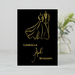 Invitación Con Relieve Metalizado Elegante Boda de B&W Tux y Boda formal de vestir