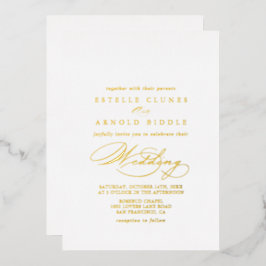 Invitación Con Relieve Metalizado Elegante Boda de caligrafía elegante Gold