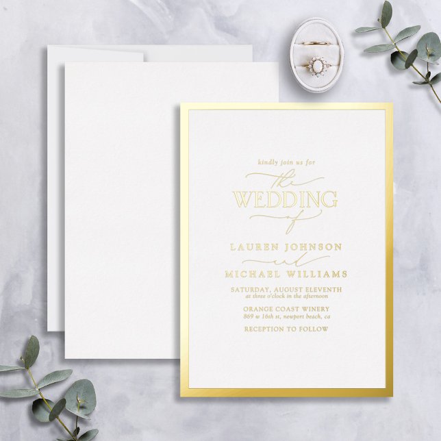 Invitación Con Relieve Metalizado Elegante Boda de caligrafía moderna de Relieve met (Subido por el creador)