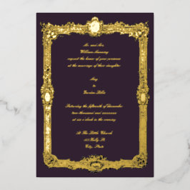 Invitación Con Relieve Metalizado Elegante Boda de cuadros barrocos vintage de Rococ