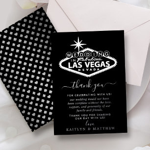 Invitación Con Relieve Metalizado Elegante Boda de Destino de Las Vegas Gracias