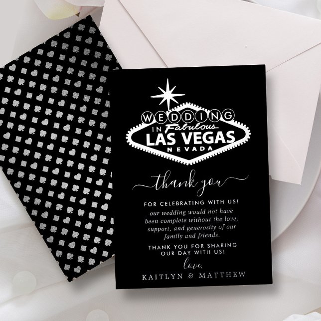 Invitación Con Relieve Metalizado Elegante Boda de Destino de Las Vegas Gracias (Subido por el creador)