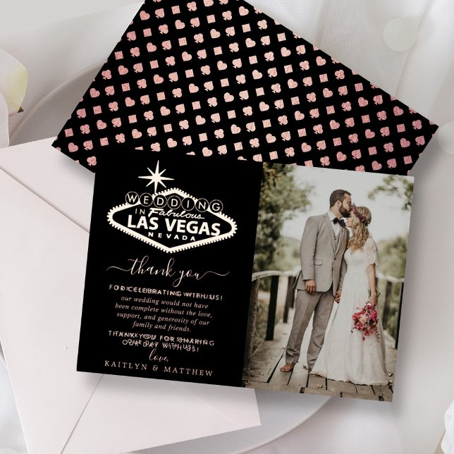 Invitación Con Relieve Metalizado Elegante Boda de Destino de Las Vegas Gracias (Subido por el creador)