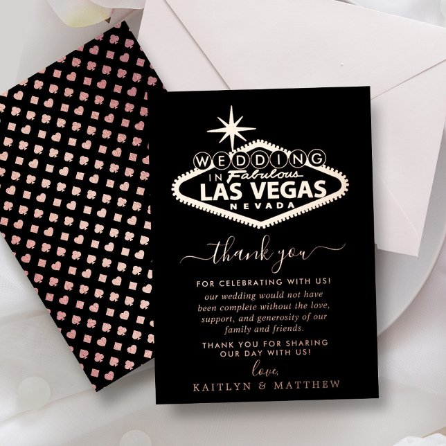 Invitación Con Relieve Metalizado Elegante Boda de Destino de Las Vegas Gracias (Subido por el creador)