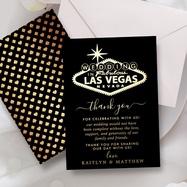 Invitación Con Relieve Metalizado Elegante Boda de Destino de Las Vegas Gracias (Subido por el creador)