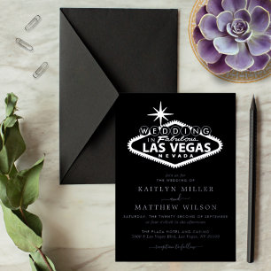 Invitación Con Relieve Metalizado Elegante Boda de Destino de Las Vegas Real