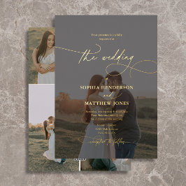 Invitación Con Relieve Metalizado Elegante Boda de Escritura 5 Fotos