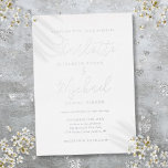Invitación Con Relieve Metalizado Elegante Boda de escritura de firma plateado<br><div class="desc">Con nombres de Relieve metalizado plateado y de estilo característico,  esta elegante invitación a la boda puede ser personalizada con su información en letras de moda. Diseñado por Thisisnotme©</div>