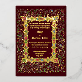Invitación Con Relieve Metalizado Elegante boda de estilo medieval de la era victori