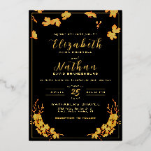 Elegante Boda de Floral de Oro Negro