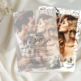 Invitación Con Relieve Metalizado Elegante Boda de foto aniversario Fiesta de renova
