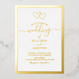 Invitación Con Relieve Metalizado Elegante Boda de fotografía de corazones romántico