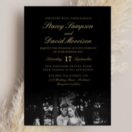 Invitación Con Relieve Metalizado Elegante Boda De Fotografías Con Oro Real