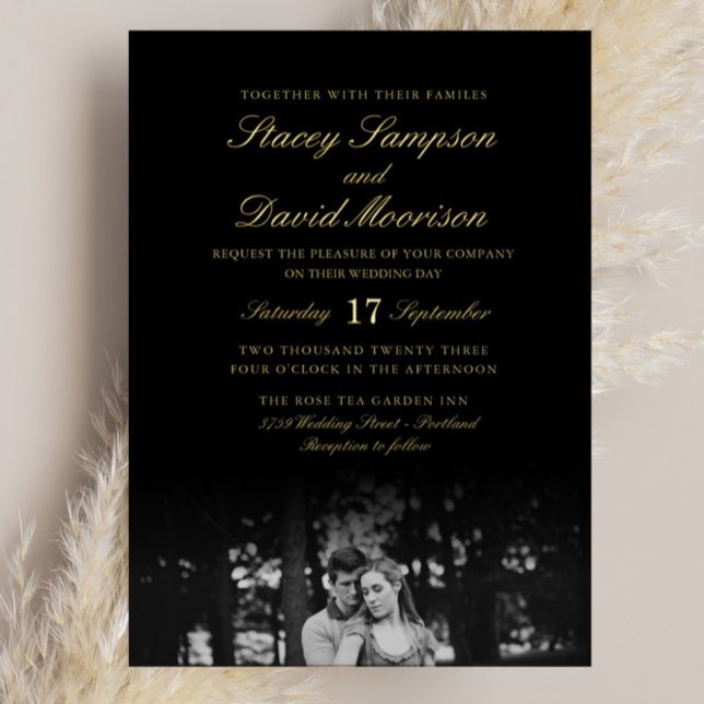 Invitación Con Relieve Metalizado Elegante Boda De Fotografías Con Oro Real (Subido por el creador)